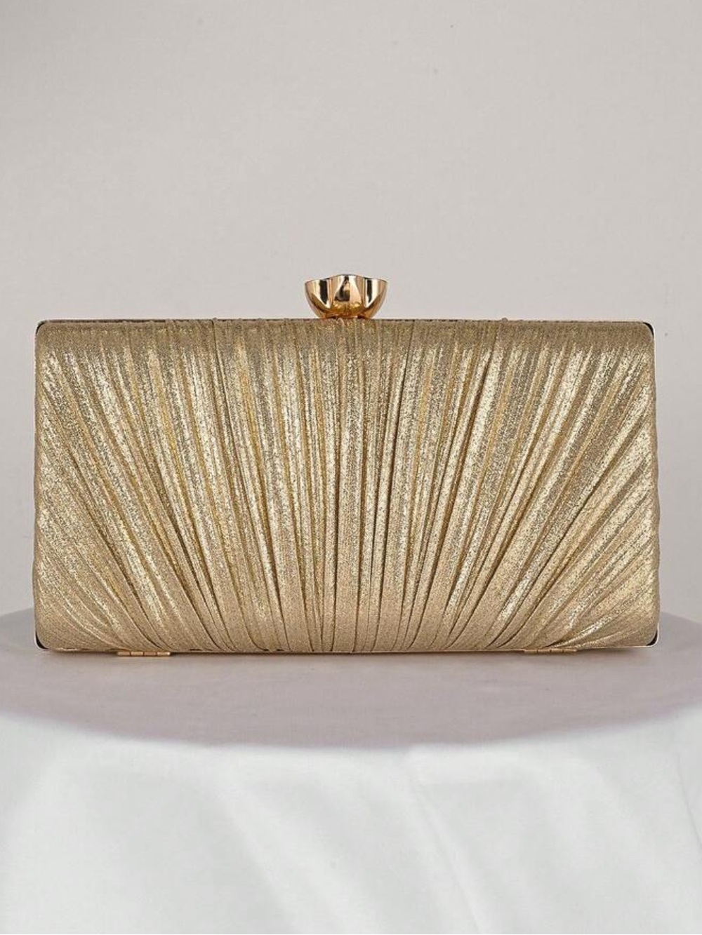Gold Pleated Evening Clutch - Elegant Women's Bag